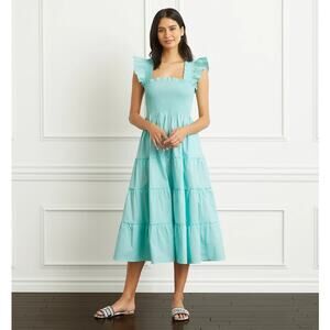 Hill House Home Ellie Flutter Sleeve Midi Nap Dress Aqua Blue Women's Size 2XL
